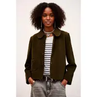 Ba&sh for woman. 1H24MILA Jacket Milas green (38), Casual, Leather