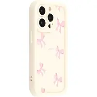 Mtp Products iPhone 12 Pro Max Stilig støtsikkert TPU-deksel med forhøyede kanter - Hvit / sløyfe