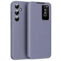 Mtp Products Samsung Galaxy S25 FE Smart Clear View Flip-etui med kortspor - grå-lilla