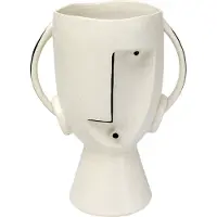 Kare Face Pot-vase, høyde 30 cm, glasert steintøy, malt