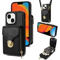 Mtp Products iPhone 15 Plus Alt-i-ett-deksel med lommebok og stropp - svart