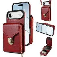 Mtp Products iPhone Air alt-i-ett-deksel med lommebok og stropp - rød