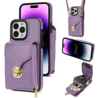 Mtp Products iPhone 16 Pro Alt-i-ett-deksel med lommebok og stropp - Lilla