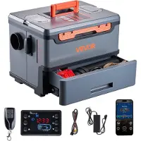Vevor Dieselvarmer, 5-8KW DC 12V/24V, alt-i-ett bærbar dieselluftvarmer med Bluetooth APP-kontroll, fjernkontroll og LCD-skjerm, 5 l drivstofftank for lastebiler, varebiler, bobiler, campingvogner og