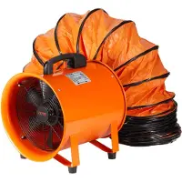 Vevor 40,6 cm bærbar ventilator, 2-trinns 5175 CFM høyhastighets industriell vifte med 10 m fleksibel kanalslange, aksial avtrekksvifte for kjellere, verksteder, lager, oransje
