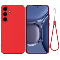 Mtp Products Samsung Galaxy S25 FE Flytende silikon-deksel med håndstropp - rød