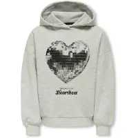 Kids Only Hettegenser - KogMarita - Light Grey Melange/Heart - - 13-14 år (158-164) - Hettegenser
