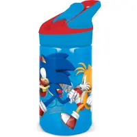 Sonic drikkeflaske - Vannflaske med flipfunksjon og sugerør