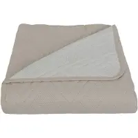 Borg Living Sengeteppe - 220X240 cm - Vendbart sandfarget og hvitt - Teppe til trekvart seng