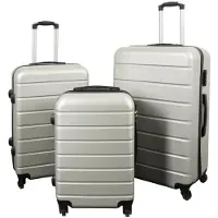 Borg Living Tilbud koffert - Sett med 3 stk. - Eksklusivt hardcase koffertsett - Grå med striper