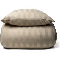 Nordstrand Bambus dobbelt sengetøy - 200x220 cm - 100% naturlig bambus - Sandfarget, jacquardvevd sengesett med striper