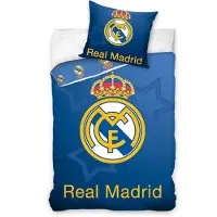 BrandMac Real Madrid sengetøy - 100% bomull - Barnesengetøy 140x200 cm - Blått fotballsengetøy med stjerner