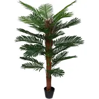 Home-tex Tropisk palme - 140 cm høy - Kunstig palme mosestokk i svart potte -