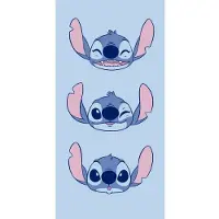 Licens Stitch håndkle - 70x140 cm - 100% bomull - Mykt badehåndkle med forskjellige Stitch ansiktsuttrykk