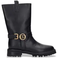 Twinset for woman. 252TCP192 Biker leather boots black (39), Flat, None, Casual