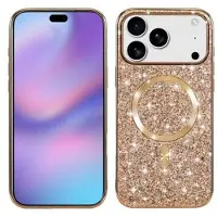 Mtp Products iPhone 17 Pro Max Galvanisert glitter-deksel - MagSafe-kompatibel - Rosegull