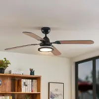 LUCANDE LED-takvifte Tedric, svart, stillegående, 133 cm