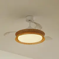 LUCANDE LED-vifte Lineta, hvit, tau, Ø 103 cm, stillegående