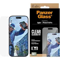 PanzerGlass - Skjermbeskyttelse for mobiltelefon - klassisk passform med EasyAligner - glass - blank - for Apple iPhone 16 Pro, 17