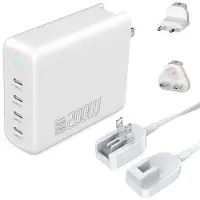 4smarts Flex Pro - Travel Edition - USB-C-strømadapter - GaN - AC 100-240 V - 200 watt - utgangskontakter: 4 - hvit