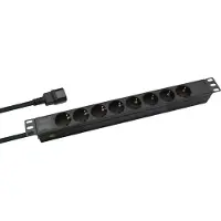 Helos 19" PROFESSIONAL stikkontaktlist, 8-veis, svart, 2,0 m, for UPS (C14)