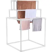 Vevor håndklestativ, 8 stenger utendørs PVC håndkleholder, frittstående bassenghåndklehenger ved siden av boblebad, utendørs innendørs dynetørkestativ, ideell for bassengkant, bad, spa, hvit
