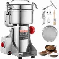 Vevor 1000g elektrisk kornmøllekvern, høyhastighets 3000W kommersielle krydderkverner, pulvermaskin i rustfritt stål, for tørre korn, krydder, frokostblandinger, kaffe, mais, pepper, svingtype