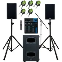 QSC K8.2 8 Active PA Speaker Bundle with Stands and Cables