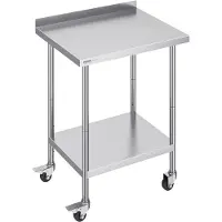 Vevor 24 x 30 x 40 tommers arbeidsbord i rustfritt stål, kommersielt arbeidsbord for matlaging med hjul, kraftig arbeidsbord for matlaging, arbeidsbord i metall med justerbar høyde for restauranter, h
