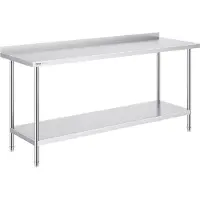 Vevor 24 x 72 x 36 tommer arbeidsbord i rustfritt stål, kommersielt arbeidsbord for matlaging, kraftig arbeidsbord for matlaging, arbeidsbord i metall med justerbar høyde for restauranter, hjem og hot