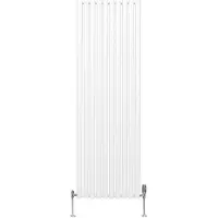 MonsterShop Oval søyle radiator og ventiler - 1800 mm x 600 mm – hvit