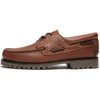 Timberland for man. TB0A2PDQEM41 Authentic brown leather boat shoes (46 W), Flat, Laces, Casual