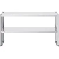 Vevor dobbel overhylle, dobbelt overhylle i rustfritt stål, 12 x 48 tommer dobbel overhylle, høydejusterbart overhylle-arbeidsbord for kjøkken, restaurant og verksted