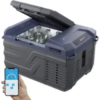 Vevor bilkjøleskap, 12 volt bilkjøleskap, 9 l bærbar fryser med én sone, justerbart temperaturområde -4℉-68℉, 12/24V DC og 100–240V AC kompressorkjøler for utendørs, camping, bobil