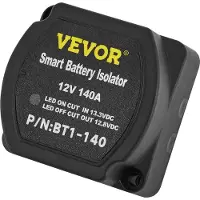 Vevor Delt laderelésett, 6 m 12 V, automatisk dobbelt batteriisolatorsett med 140AMP spenningsfølerrelé VSR, kompatibel med bobil, båt, bil, kjøretøy, lastebil, campingvogn, campingbil, yacht, ATV, UT