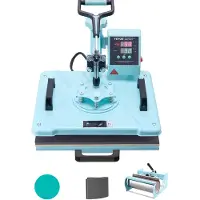 Vevor varmepressemaskin, 12 x 15 tommer, 5-i-1 varmeoverføringsmaskin med 30 oz tromlepresse, 360° svingbar T-skjortepressing, digital presis kontroll, for T-skjorter/krus/hatter/tallerkener, grønn