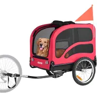 Vevor Sykkelvogn til hund, Støtter opptil 45 kg, Sykkelstativ for små og store hunder, Enkel sammenleggbar ramme med hurtigkoblingshjul, Universal sykkelkobling, Refleks, Flagg, Innvendig bånd