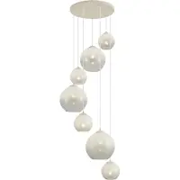 QAZQA Art Deco Pendellampe Beige med hvitt glass 7-lys - Sandra