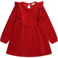 Lil´ Atelier Lil' Atelier Kjole - Velur - NmfSaga - Rød Dahlia - - 6 år (116) - Kjole