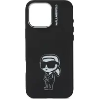 Karl Lagerfeld MagSafe-etui i silikon med Karl Sketch-tegning for iPhone 16 Pro Max - Svart