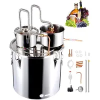Vevor Alkoholdestillator, 13,2 gallon / 50 l rustfritt stål vannalkoldestiller med kobberspiral for rask avkjøling, dobbelt kondensatordestilleringssett med sekundær destillasjon, for vin, whisky, bra