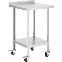 Vevor 24 x 24 x 40 tommers arbeidsbord i rustfritt stål, kommersielt arbeidsbord for matlaging med hjul, kraftig arbeidsbord for matlaging, arbeidsbord i metall med justerbar høyde for restauranter, h