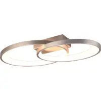 Reality LED-taklampe Malaga med 2 ringer, matt nikkel