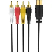 Sinox 5-pin DIN til 4 phono kabel. 1m. Sort