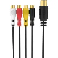 Sinox 5-pin DIN til 4 phono kabel. 0,2m. Sort