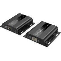 Digitus DS-55351, 4096 x 2160 piksler, AV-sender og -mottaker, 200 m, Koblet med ledninger (ikke trådløs), Sort, HDCP