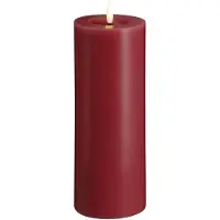Moods & More LED-blokklys i cranberry red med smelte­effekt – Ø 7,4 cm x H 20 cm