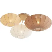 QAZQA Japandi taklampe hvit med beige og brun 3-lys - Multi Bida