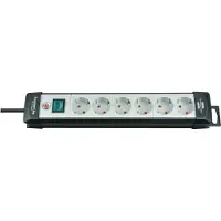 Brennenstuhl Premium-Line 6-veis svart/lysegrå, 3 m, med bryter