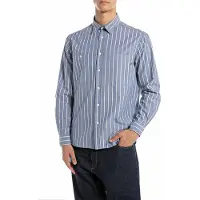 Replay for man. M4153.000.52852 Yarn Dyed shirt blue (S), Casual, Classic, Polyester, Long sleeve